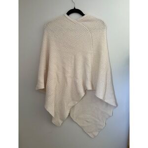 GIO & GIO Cream Textured Knit Poncho Cape Wool Blend One Size Asymmetrical Italy